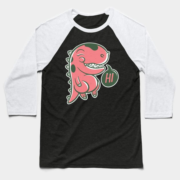 Hi - Baby Dinosaur Baseball T-Shirt by LR_Collections